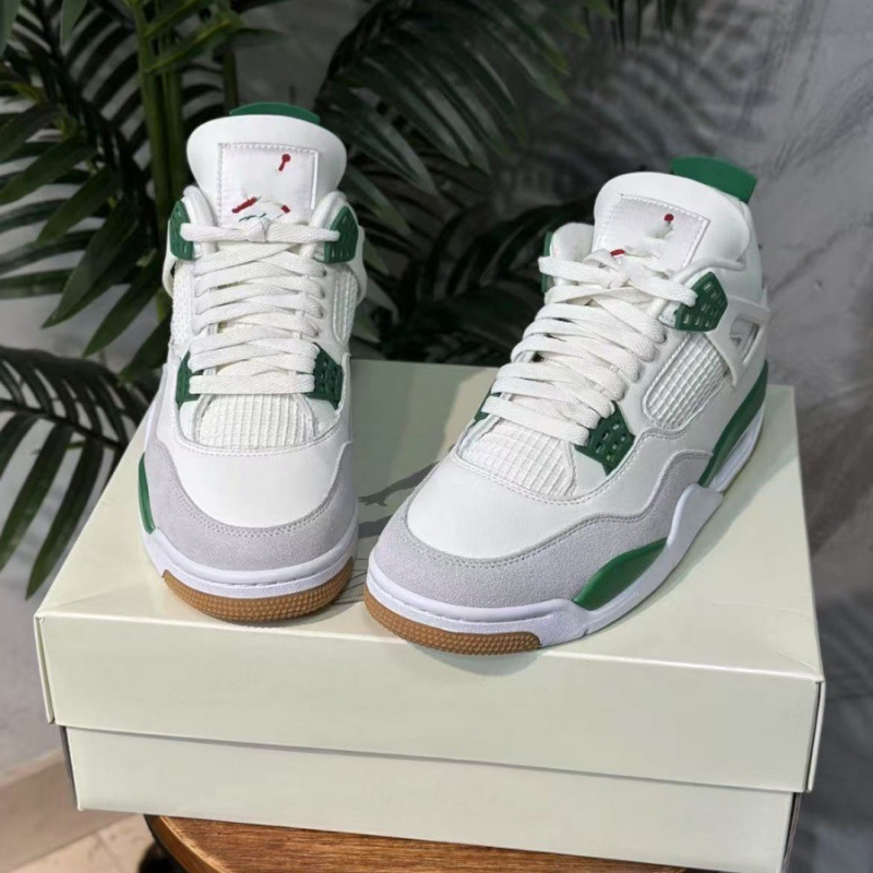 Zapatos de baloncesto de cuero de vaca original puros Pitian AJ4 zapatos antiderrapante retro zapatos de cuero de cabeza zapatos de hombre y mujer