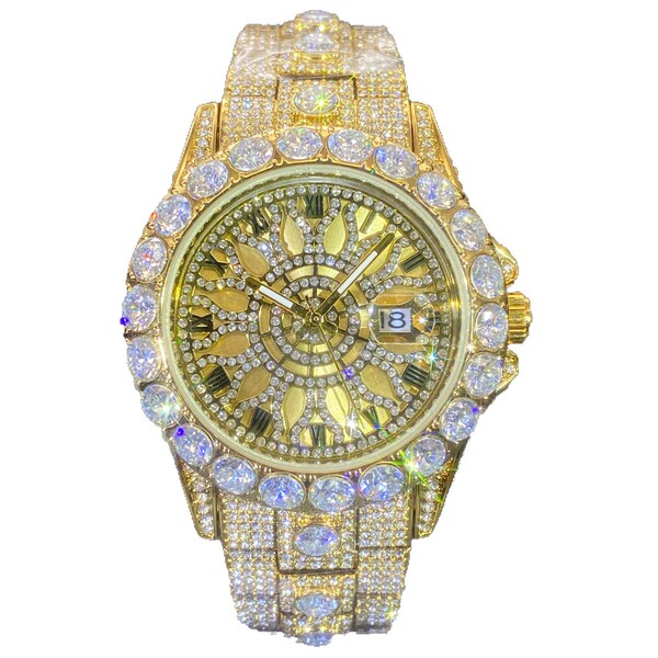 High-end swiss watch with rhinestones hip-hop style