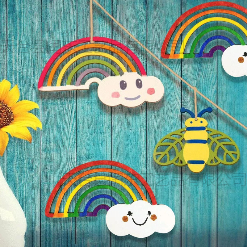 30 個レインボー木製工芸品子供 DIY 未完成木製中空木材チップクリスマスパーティーの装飾|undefined