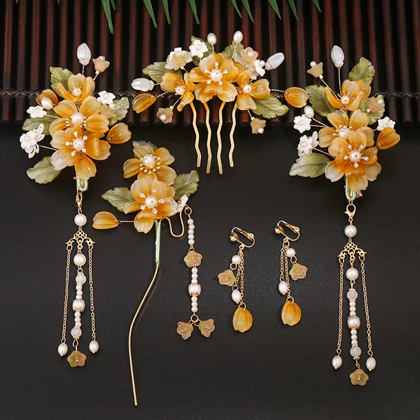 Antique Hair Accessories Accessories Hairpin Ancient Hair Accessories Hanfu Headwear Fairy Style suit Hairpin Tassel Women's Full Set