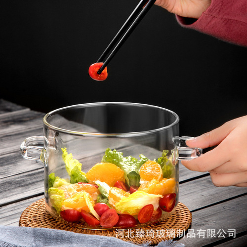 Thickened instant noodle pot, glass soup pot, household instant noodle bowl, transparent mini stew pot, milk pot, support drop shipping