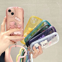 日韩卡通适用华为Nova10pro手机壳畅享50紫色小熊荣耀80精孔全包