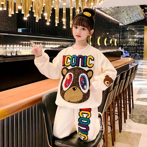 Girls' Spring and Autumn Sports Suit Primary School Students Fashionable Two-piece Suit New Medium and Large Children's Street Suit Children's Clothing