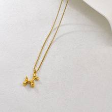 L172童趣气球小狗狗设计款不锈钢项链立体少女锁骨链吊坠跨境