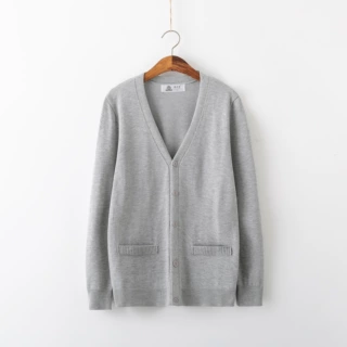 日系JK开衫毛衣 学院风制服毛衣长袖V领简约针织衫学生水手服外套