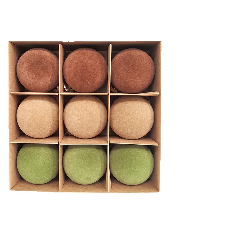 Fábrica directa transfronteriza bola de decoración de Navidad 6cm / 8cm flocado bola de Navidad para imprimir Navidad