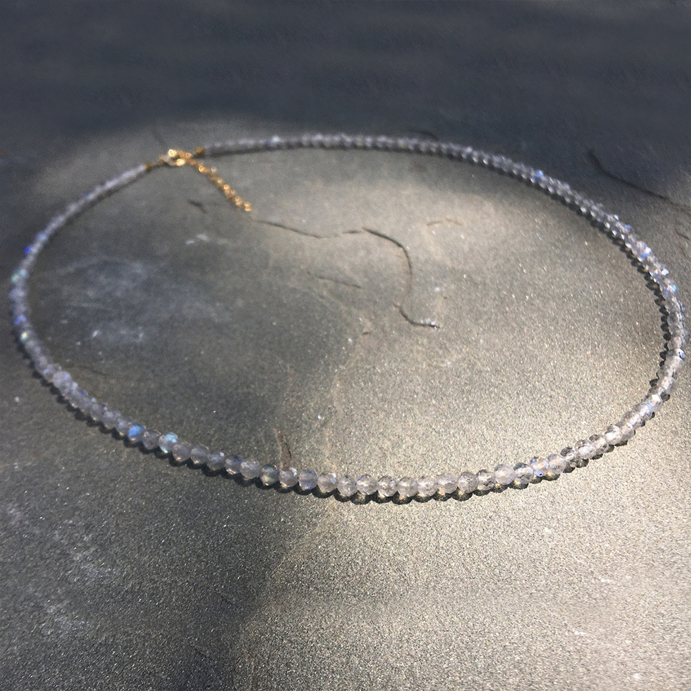 Fashion Round natural stone Titanium Steel Beaded Necklace 1 Piece