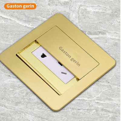 120型雙開門隱藏式5孔地插純銅電話網絡地插家用五孔地面插座面板