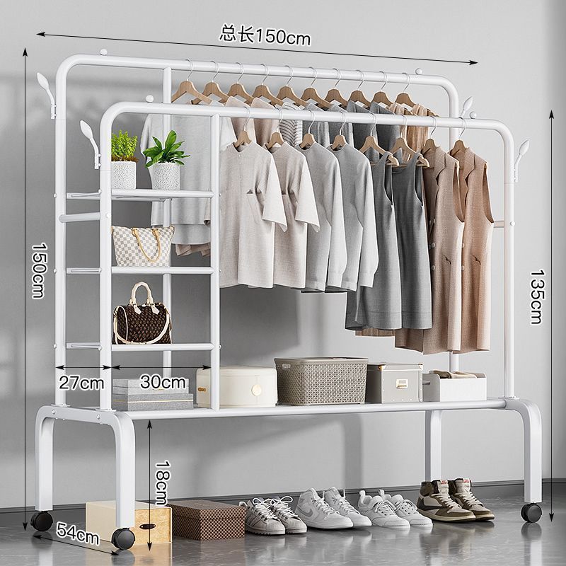 Percha de secado de ropa de piso dormitorio doméstico colgar ropa plegable de una sola varilla simple dormitorio interior móvil percha de sombrero