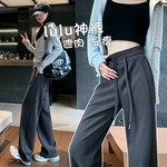 佐因女装旗舰店加绒运动裤女秋冬2025新款高腰阔腿裤窄版直筒卫裤