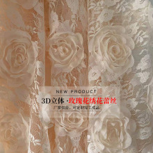 盘带秀3D立体玫瑰花绣花蕾丝布料  绣花布料