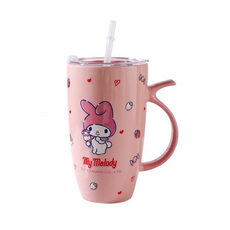 Autenticación Sanrio marca taza de cerámica encantadora taza de regalo para parejas de hombres y mujeres taza de agua de dibujos animados de gran capacidad