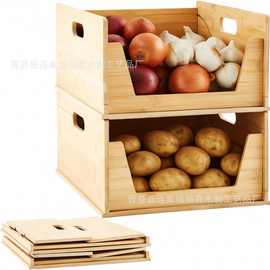 竹木折叠收纳盒可堆叠衣物杂物整理箱多用途衣橱展示服装展示箱