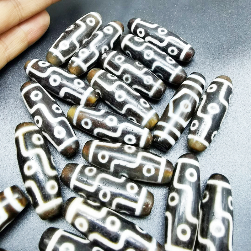 西藏天珠九眼石页岩玛瑙玉髓七眼项链吊坠手串火供开火三眼手链