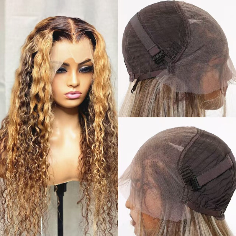 Cross-Border Export Lace Front 13*6 Light Brown Small Curly Long Hair African High-Grade Chemical Fiber Headgear European and American Fashion Wig