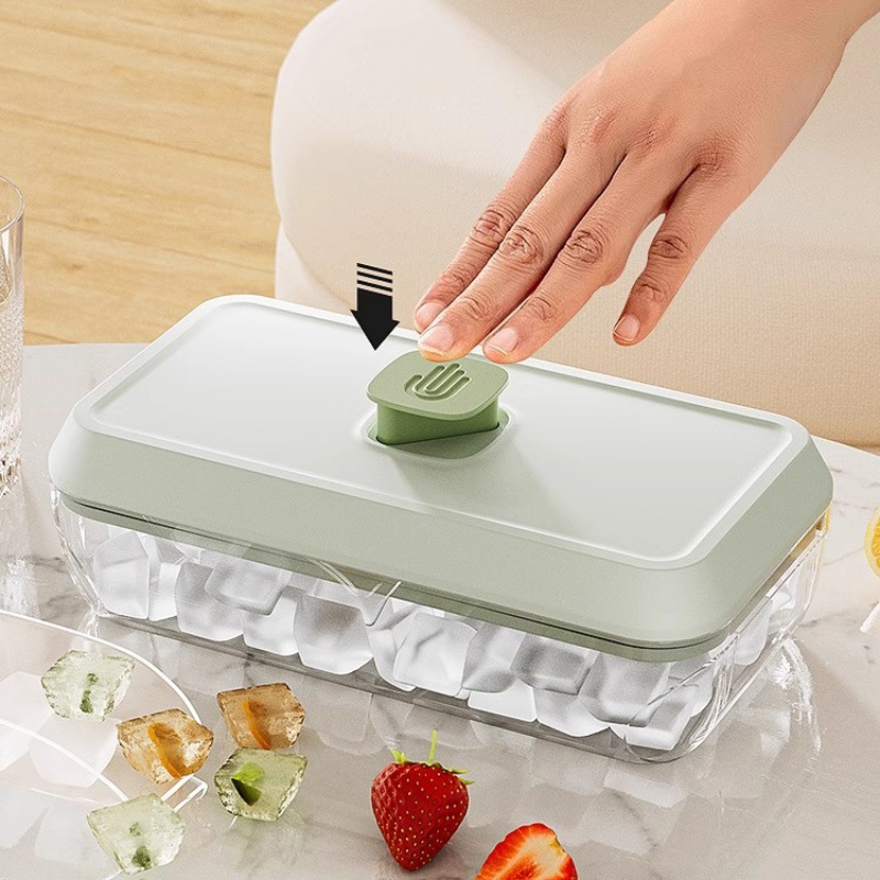 Diseño independiente de un botón de presión de hielo molde de bloque de hielo fácil de desmoldear refrigerador congelador de hielo molde de congelación rápida