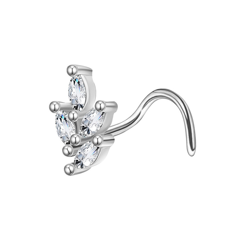 Bent Rod Stainless Steel Fashion Zircon Side Nose Stud Fine Needle Piercing Earring Yiwu Source Manufacturer Wholesale_voghion.com