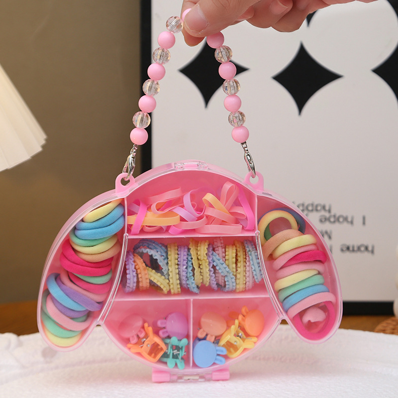 Nuevo niño pequeño princesa bolso anillo de cabello para chicas fresco dulce macarón cabello bonito conjunto de adornamiento para el cabello correa