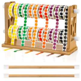 跨境木质标签分配器大号贴纸卷架可调节卷装条码机标签架