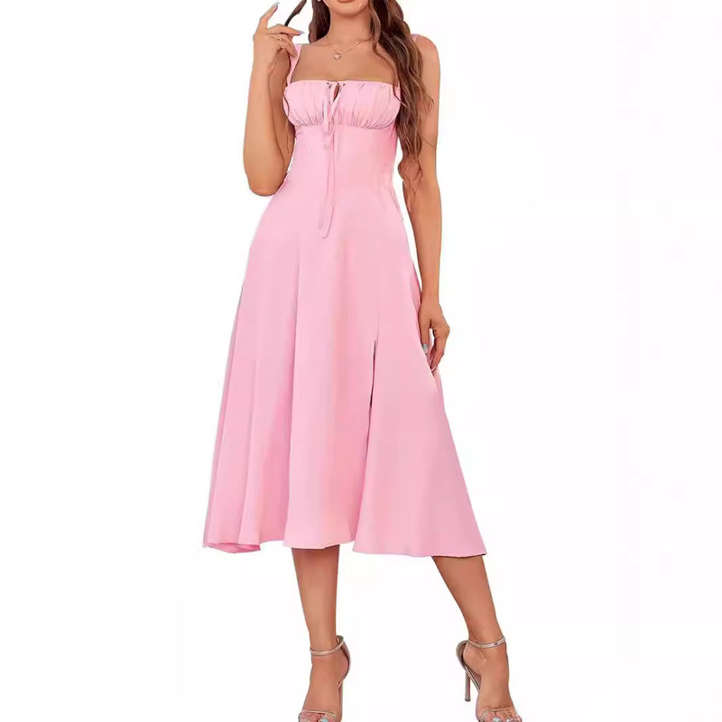 Mid-length Corset Elegant Slit Lace Women's Leisure dress