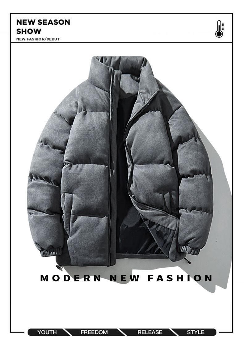 Men's Puffer Jacket Stand Collar Lightweight Winter Coat Minimalist_voghion.com