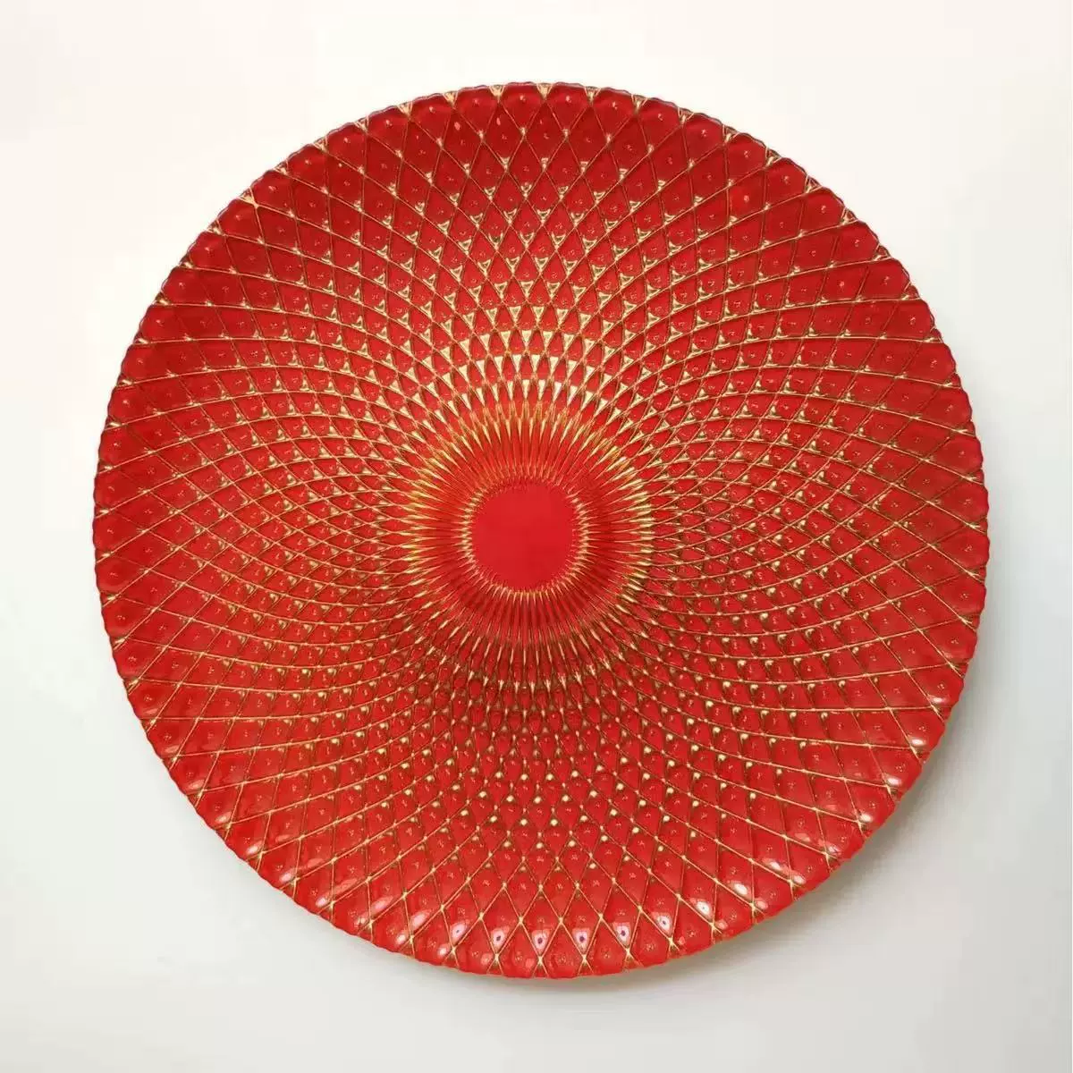 Internet celebrity European -style home glass peacock green pineapple water fruit plate living room candy plate large size round flat plate wholesale