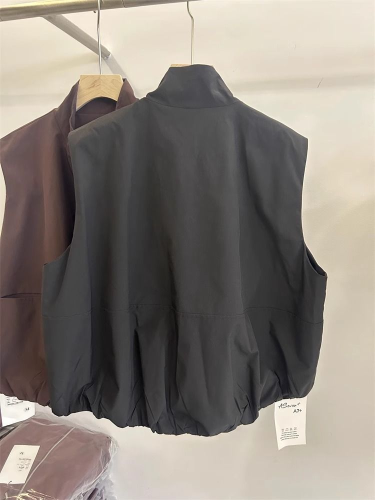 Gilet de travail court et simple de style européen GraceChic pour femme, collection automne 2025, coupe ample et décontractée._voghion.com