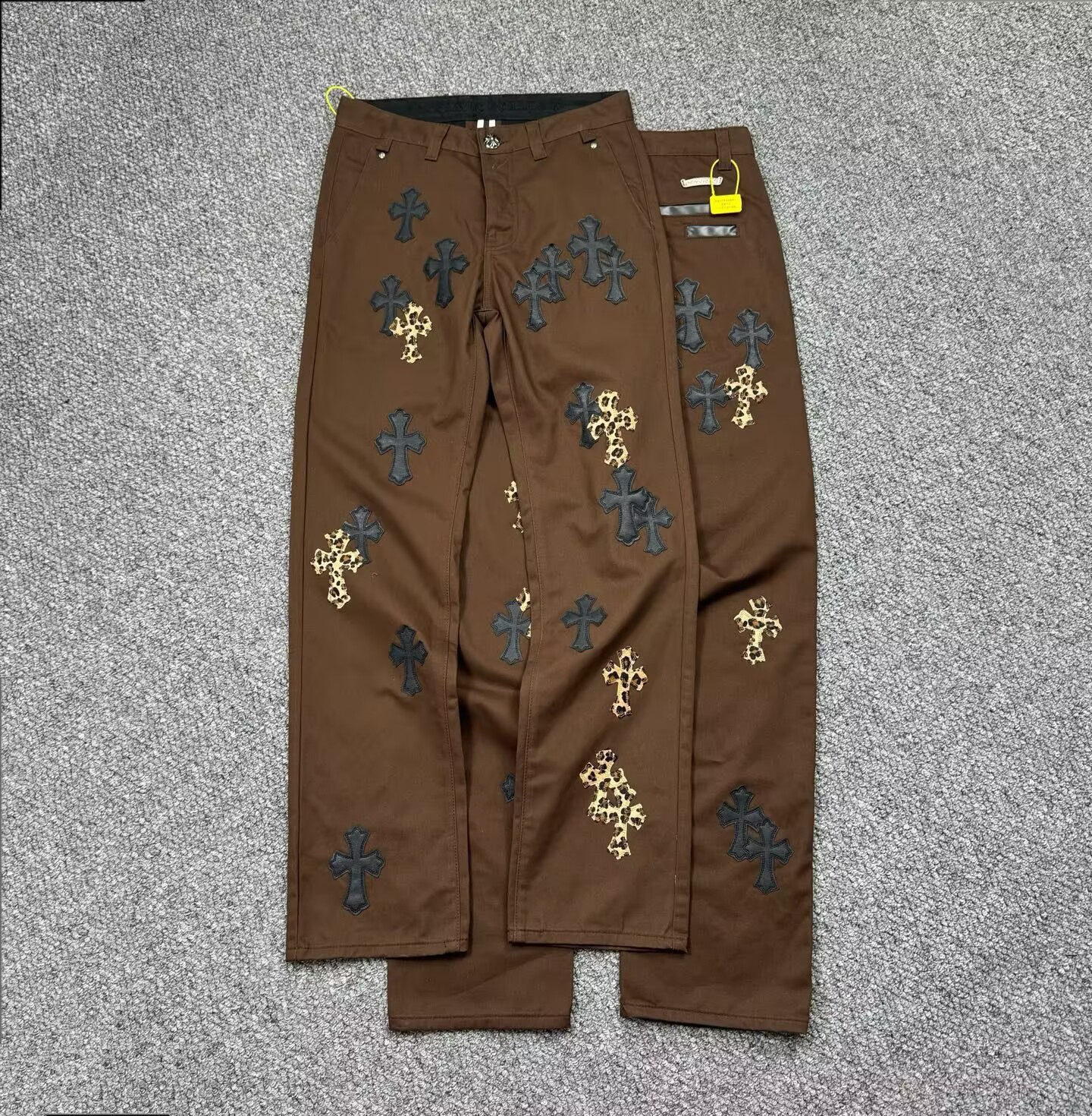 Chrome Hearts Pants Leopard Cross Patch Chino Brown