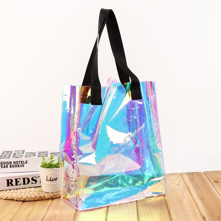 镭射袋 镭射手提袋 炫彩透明袋镭射礼品袋果冻购物袋