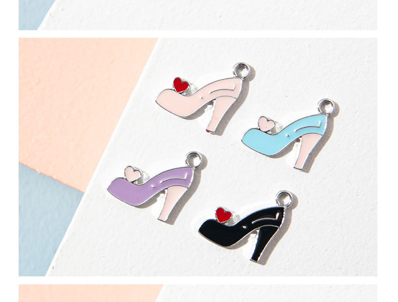 10 PCS/Package Alloy Heart Shape High Heel Pendant Simple Style display picture 3