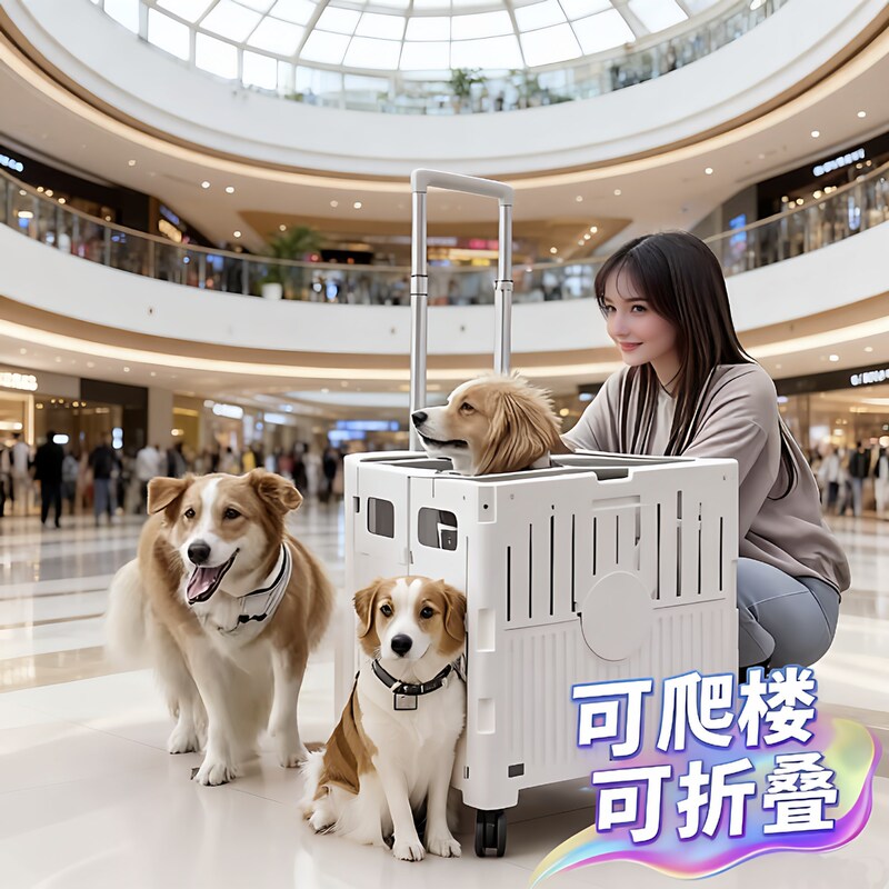 Pet Stroller for Small and Medium-Sized Dogs, Lightweight Foldable Teddy Corgi Cat Walking Dog, Lightweight Hand-Pushed Scooter