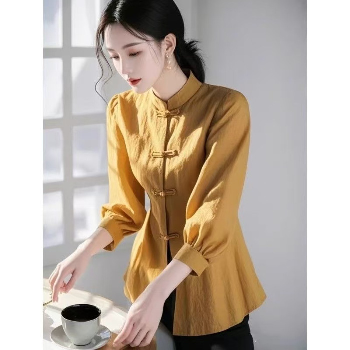 新しい中国風トップス 2025 春と夏の新しいシャツ女性の半袖ルーズ多用途カジュアルママトップストレンディ|undefined