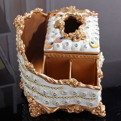 多功能抽纸盒欧式美式奢华镶钻家用纸巾盒创意客厅收纳盒茶几摆件