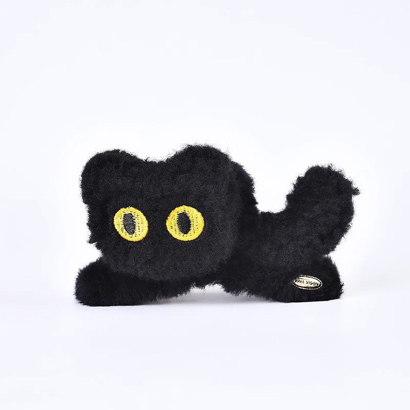 かわいい黒猫のぬいぐるみのヘアピンの女性2024の新しい後頭部の大きいサイズのサメのクリップの頭飾りの高級感|undefined