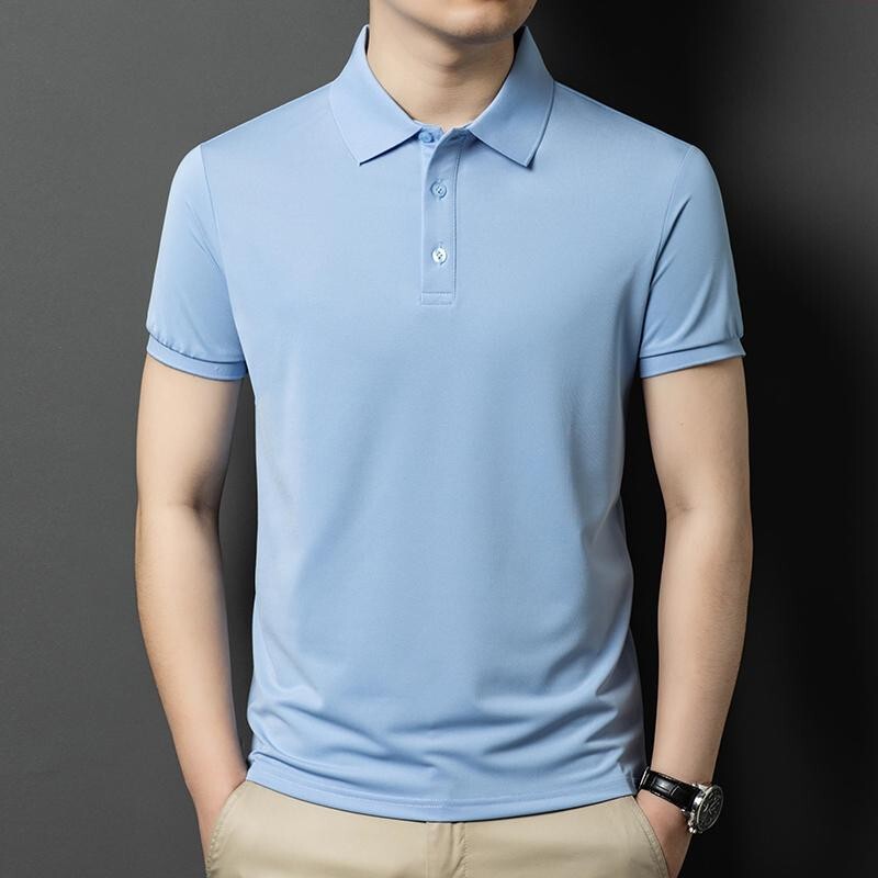 Shk.1033 Mint-Scented Anti-Mosquito Cooling Polyester Solid Color Lapel Polo Shirt Summer New Casual T-Shirt for Men Shk.1033 Mint-Scented Anti-Mosquito Cooling Polyester Solid Color Lapel Polo Shirt Summer New Casual T-Shirt for Men