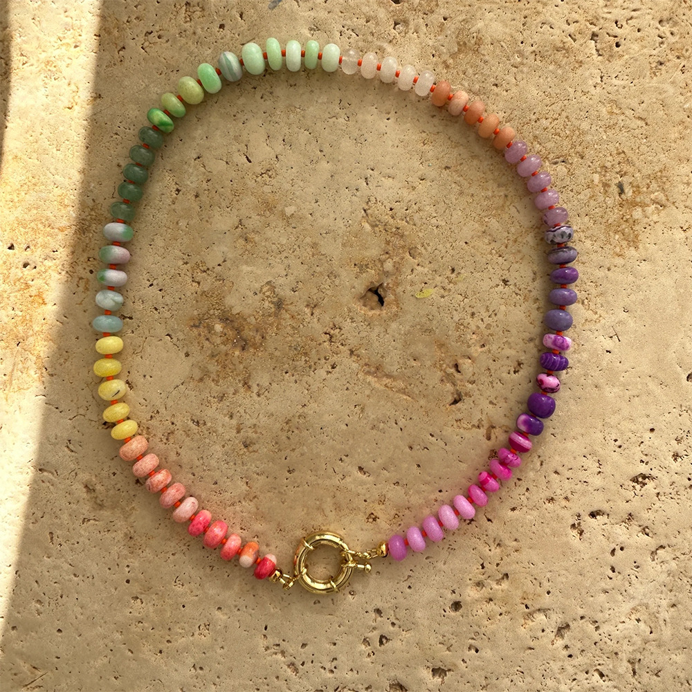 200g Weight Necklace Classification 304 Stainless Steel Chain Material 1 Piece Quantity Casual Occasion natural stone Material Geometric Pattern Women's Gender Sweet Style Beaded Craft 1 Piece Sweet Geometric Natural Stone 304 Stainless Steel Necklace 25