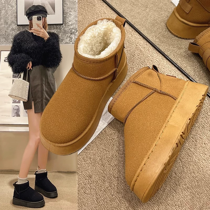 Warm boots platform, non-slip keep warm shoes