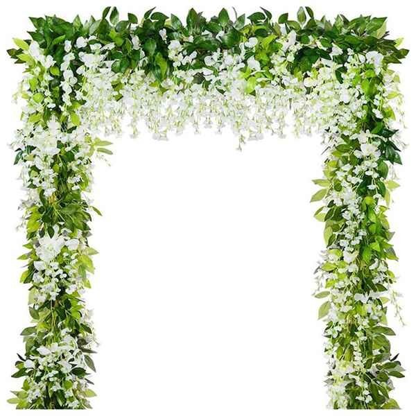 紫藤花造花藤条装飾花巻き吊り花プラスチック花藤蔓串花植物パイプは花を遮る|undefined