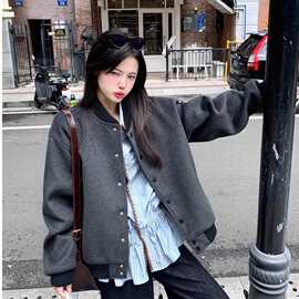 美式复古棒球服外套女秋冬2025新款韩系宽松慵懒休闲百搭夹克上衣