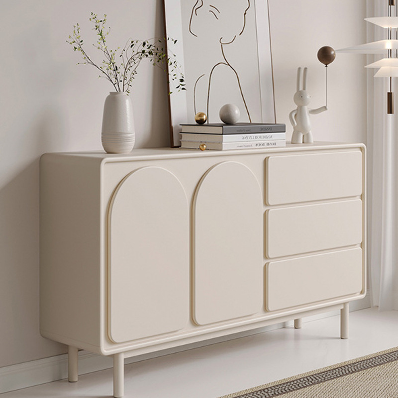 French-Style Tall Wall-Mounted Sideboard, Modern Minimalist Living Room Storage, White Entryway Cabinet, Storage Cabinet, Cream Style