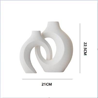 Nordic Style Ceramic Vase Flower Arrangement Ornaments High-End Niche Living Room Entrance Home Decoration Vase Ceramic Flower Vessel