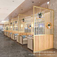 现代屏风中式包间镂空隔断装饰卡座围栏铁艺饭店餐厅火锅店