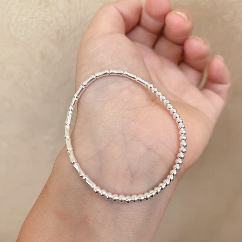 S925 Silver Bamboo Tube Spacer Beads DIY Beaded Bracelet Joint Small Silver Tube Jewelry Joint Bracelet Wholesale