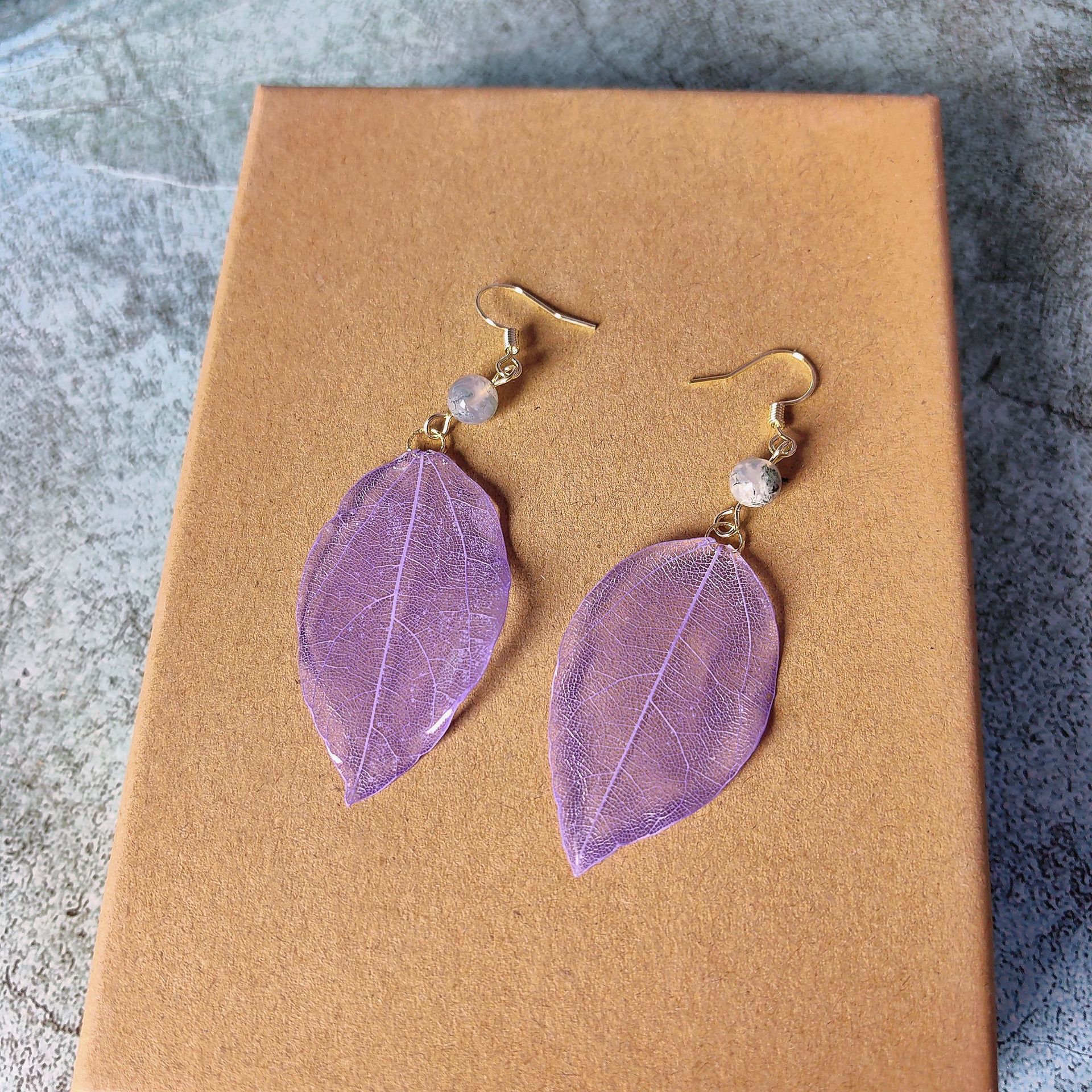 라일락 14k 금으로 채워진 이어한 쌍