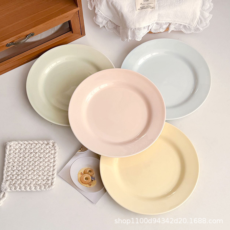 Ins Style Ceramic Plate Cream Tableware Home Steak Plate Western Pasta Dessert Breakfast Flat Plate Dish Plate