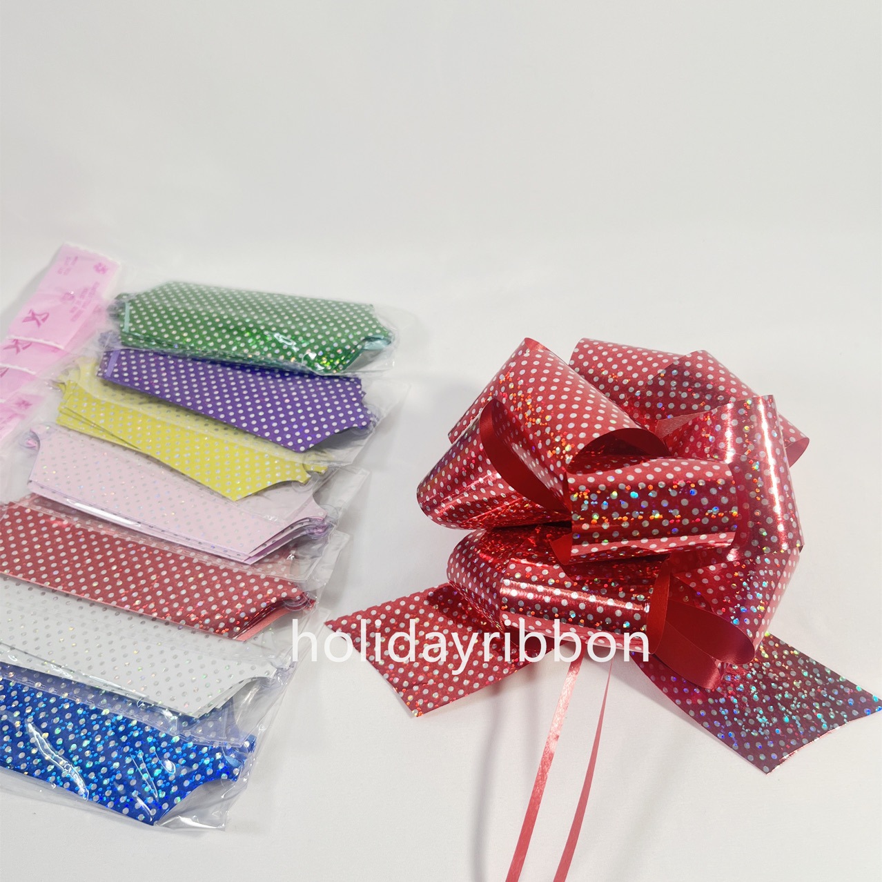 Honglida suministro masivo de impresión metálica bola láser flor de embalaje de vacaciones flor de mano Amazon caja de regalo flor de cinta