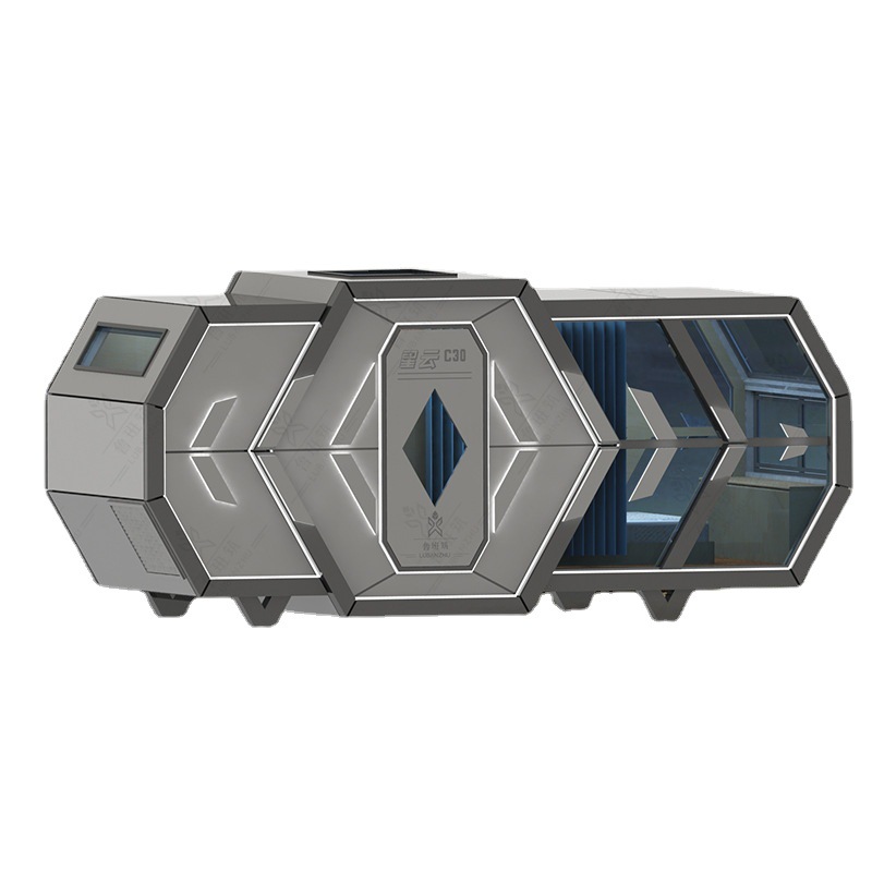 Lubangzhu cápsula de espacio de iluminación panorámica super transparente visibilidad visualización B & B hotel en línea rojo camping cápsula de espacio insonorizada