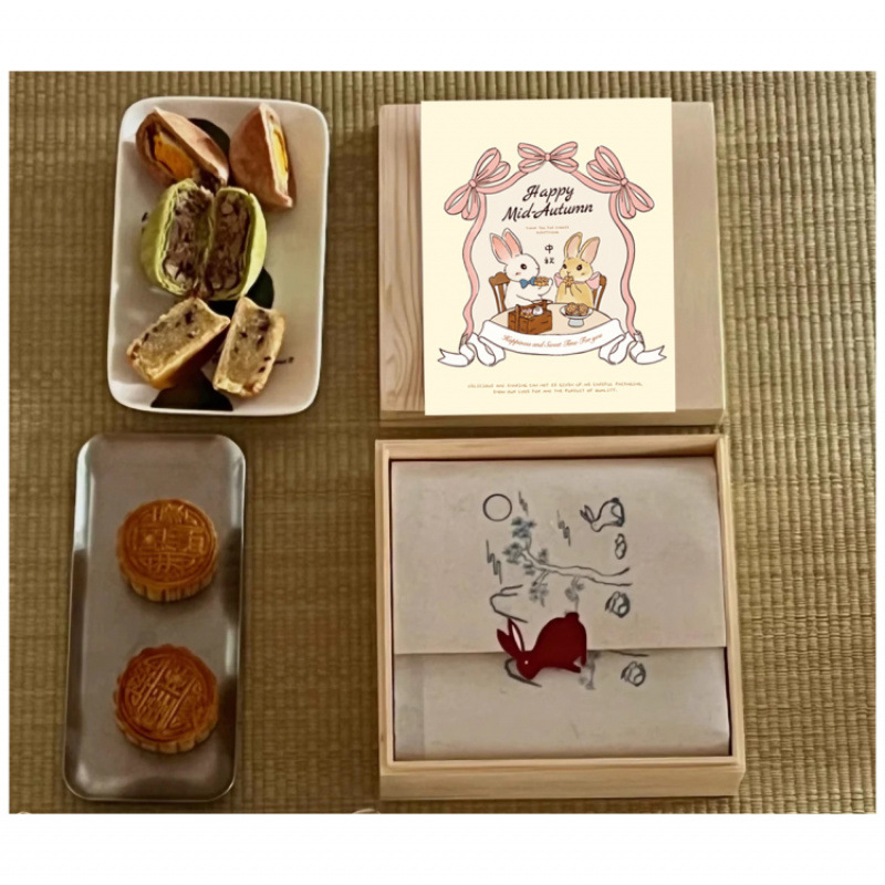 6粒广式冰皮鲜肉流心中秋蛋黄酥中式糕点酥点新款月饼包装盒木盒|undefined