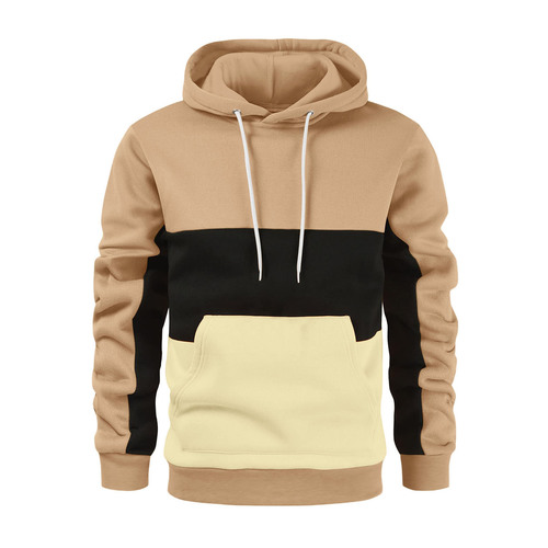 New Autumn/Winter Men's Fashion Color-Block Hoodie—Hot Sale European and American Style Men's Patchwork Color Hoodie
