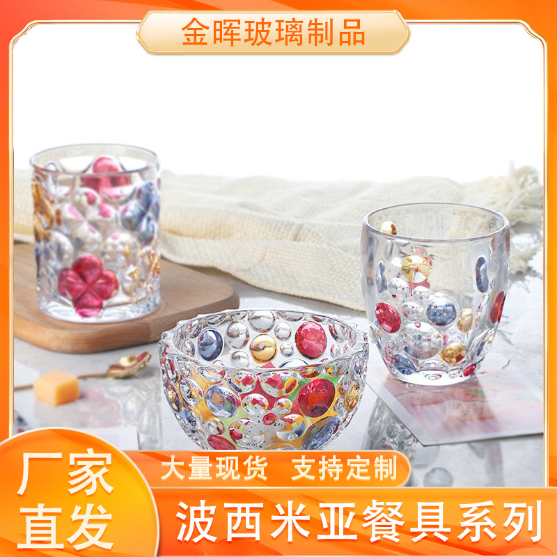 투명 유리 창의적인 꽃병 물컵 가정용 보헤미안 식기 세트 제조업체 도매 고온 저항 유리컵